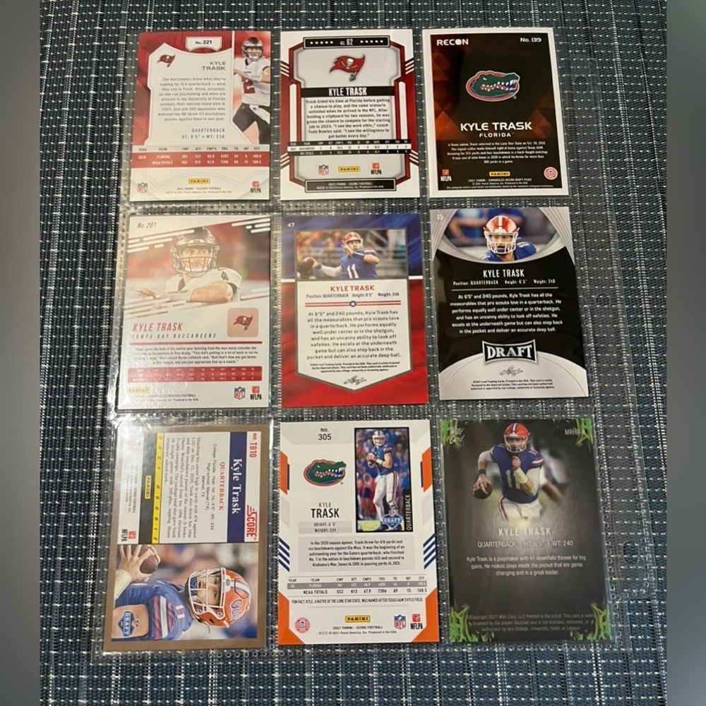 🏈 Kyle Trask, Lot of 9 NFL Football Trading Cards, Tampa Bay Buccaneers - Picture 2 of 4